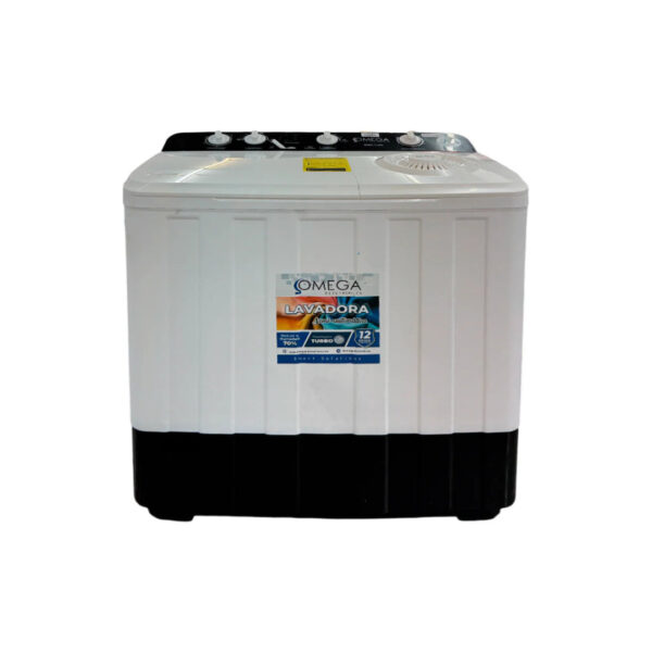 Lavadora Semiautomática Panel Negro con Tapa Blanca Omega 14KG