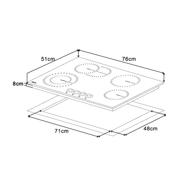 Bari_76_4_AF Tope de Cocina Eléctrico de Vitrocerámica 30" 220V Bari 76 Elect Drija