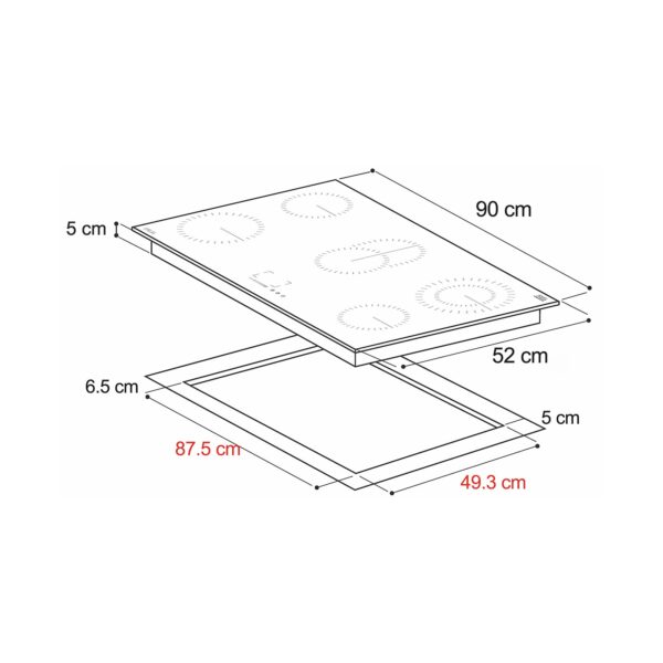 Berlin_90_5 Tope de Cocina Vitrocerámica 90 cm 220V Berlin 90 Drija