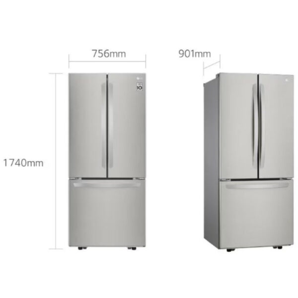 GM22BGPK_Dimension_D-1 Nevera Side by Side French Door Silver de 617 Litros LG