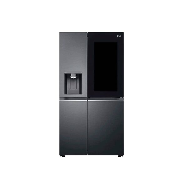 Refrigeradora-Side-by-Side-Instaview-Negro-Ma Nevera Side by Side de Acero Negro Mate InstaView con Dispensador de Agua de 676 Litros LG