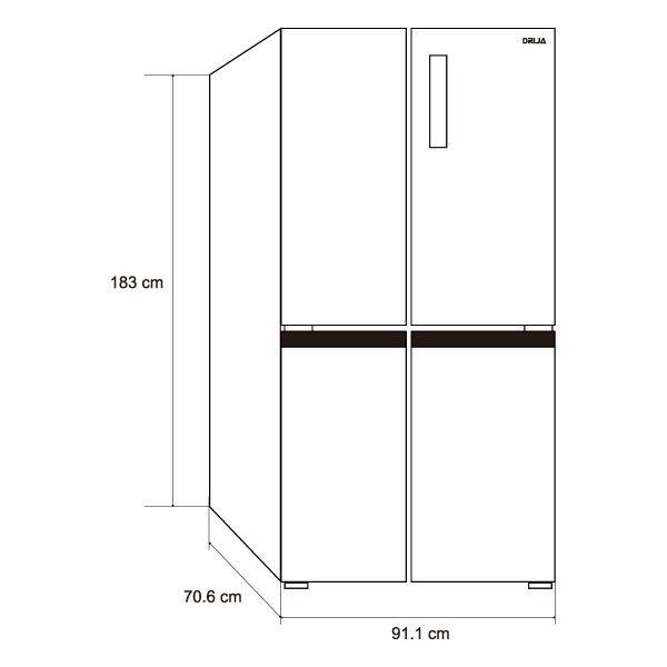 black-19d4p-medidas Nevera Side by Side de 4 Puertas Negra 542 Litros BLACK19D4P Drija