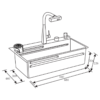 flusso-lite-68-medidas Fregador con Accesorios de 68 cm Flusso Lite 68 Vetrux